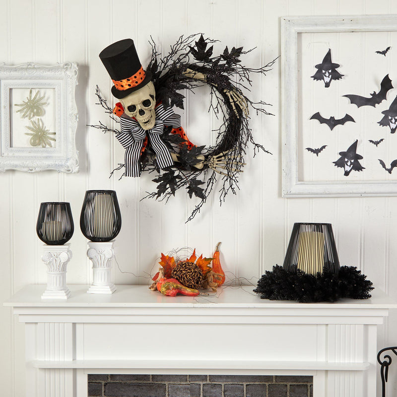 26" Halloween Dapper Skeleton Wreath, photo 3 of 5