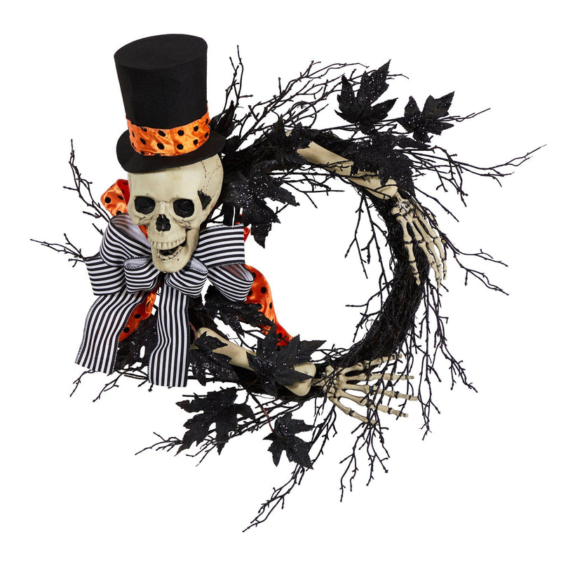 26" Halloween Dapper Skeleton Wreath, photo 5 of 5