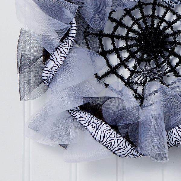 26” Halloween Spider Web Mesh Wreath, photo 2 of 6