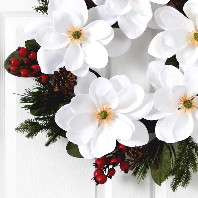 26” Magnolia, Pine and Berries Wreath