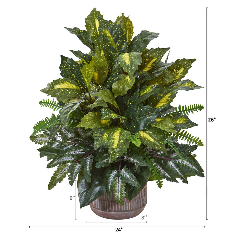 26” Mixed Greens Artificial Plant in Stoneware Planter, photo 2 of 2