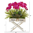 26” Orchid, Fern and Succulent Arrangement in Drawer Planter