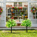 26” UV Resistant Artificial Flowering Rose Bush with Integrated Ground Stake (Indoor/Outdoor) - Set of 2