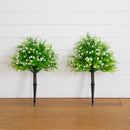 26” UV Resistant Artificial Flowering Rose Bush with Integrated Ground Stake (Indoor/Outdoor) - Set of 2