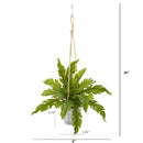 26” Watermelon Peperomia and Fern Artificial Plant in Hanging Bucket (Set of 2)