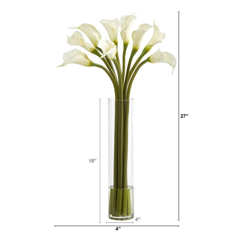 27” Calla Lily Artificial Arrangement in Cylinder Vase, photo 2 of 3