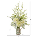 27” Cherry Blossom, Hydrangea and Greens Arrangement in Vase