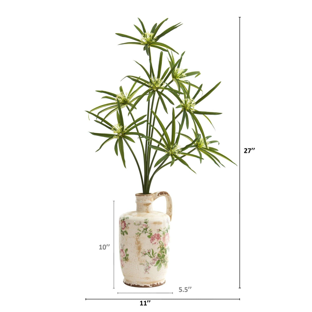 27” Cyperus Artificial Plant in Floral Pitcher, photo 2 of 2