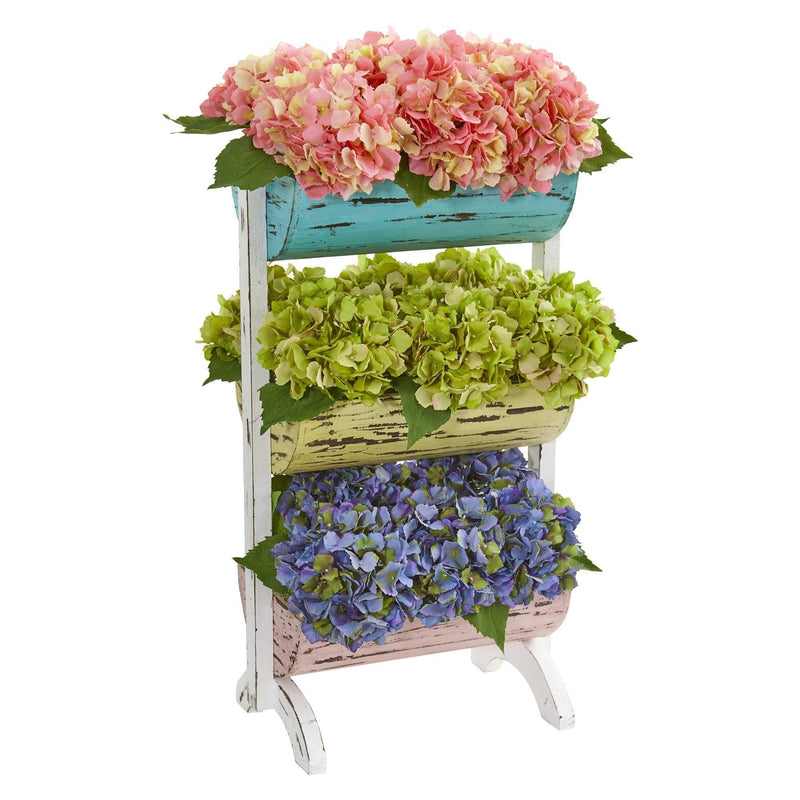 27” Hydrangea Garden Artificial Arrangement in Farmhouse Stand