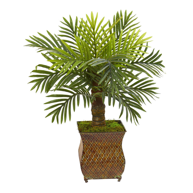 27” Robellini Palm Artificial Tree in Metal Planter