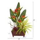 28” Bird of Paradise, Succulent and Fern Artificial Plant in Decorative Planter