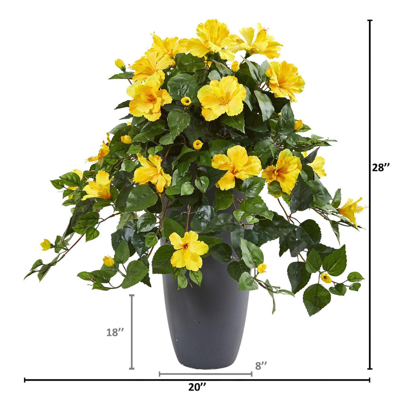 28” Hibiscus Artificial Plant in Gray Planter, photo 2 of 2