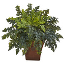 28” Holly Fern Artificial Plant in Brown Planter