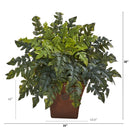 28” Holly Fern Artificial Plant in Brown Planter