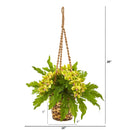 29” Artificial Phalaenopsis Orchid & Fern Plant in Hanging Basket
