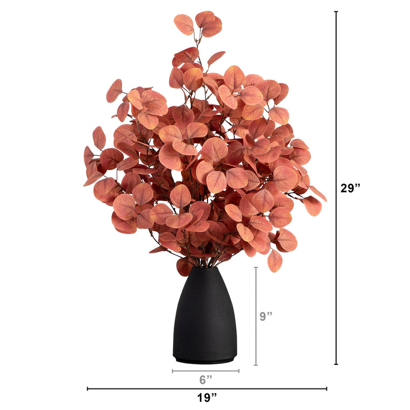 29” Autumn Eucalyptus Artificial Fall Arrangement in Black Vase, photo 5 of 5