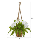 29” Phalaenopsis Orchid & Fern Artificial Plant in Hanging Basket