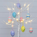 2' Pre-Lit Artificial Easter Twig Tree with Egg Ornaments and 24 Warm White LED Lights