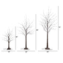 3' 5' 6' Artificial Brown Birch Trees with Warm White LED Lights - Set of 3