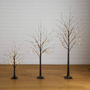 3' 5' 6' Artificial Brown Birch Trees with Warm White LED Lights - Set of 3
