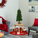 3' Alpine Artificial Christmas Tree with 50 Lights, 177 Bendable Branches and a Burlap Planter