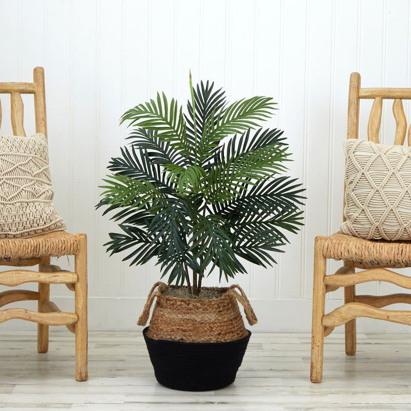 3' Artificial Areca Palm Tree with  Handmade Jute & Cotton Basket DIY KIT, photo 2 of 4