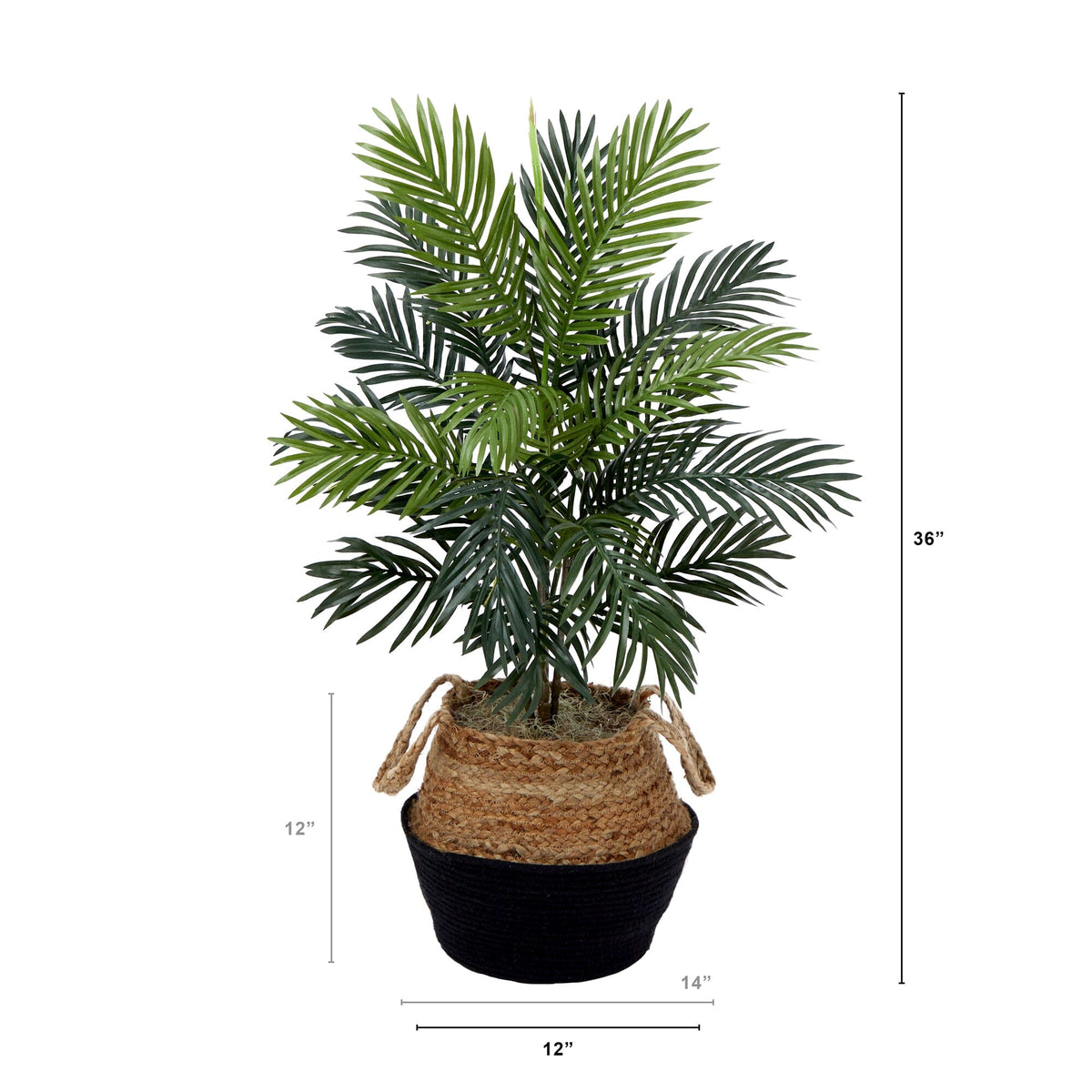 3' Artificial Areca Palm Tree with  Handmade Jute & Cotton Basket DIY KIT, photo 3 of 4