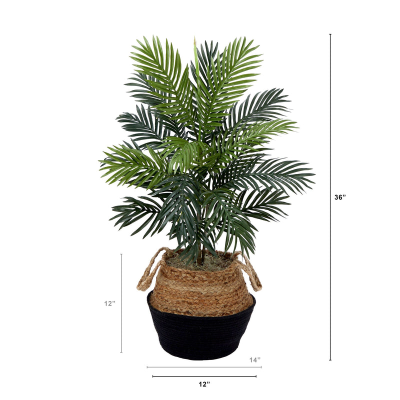 3' Artificial Areca Palm Tree with  Handmade Jute & Cotton Basket DIY KIT, photo 3 of 4