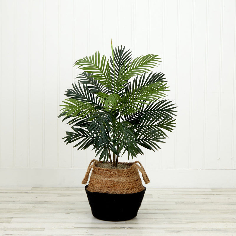 3' Artificial Areca Palm Tree with  Handmade Jute & Cotton Basket DIY KIT, photo 4 of 4