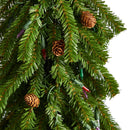 3’ Artificial Christmas Tree with Pinecones and 50 Multicolored Lights Set in a Burlap Base