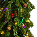 3’ Artificial Christmas Tree with Pinecones and 50 Multicolored Lights Set in a Burlap Base