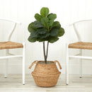 3' Artificial Fiddle Leaf Fig Tree with Handmade Cotton & Jute Woven Basket DIY Kit