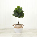 3' Artificial Fiddle Leaf Fig Tree with Handmade Cotton & Jute Woven Basket DIY Kit