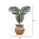3' Artificial Golden Cane Palm Tree with Handmade Jute & Cotton Basket with Tassels DIY KIT
