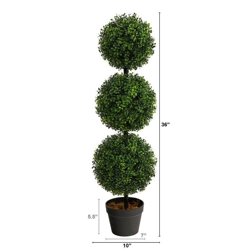 3’ Boxwood Triple Ball Topiary Artificial Tree (Indoor/Outdoor)