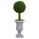 3’ Braided Boxwood Topiary Artificial Tree in Gray Urn UV Resistant (Indoor/Outdoor)
