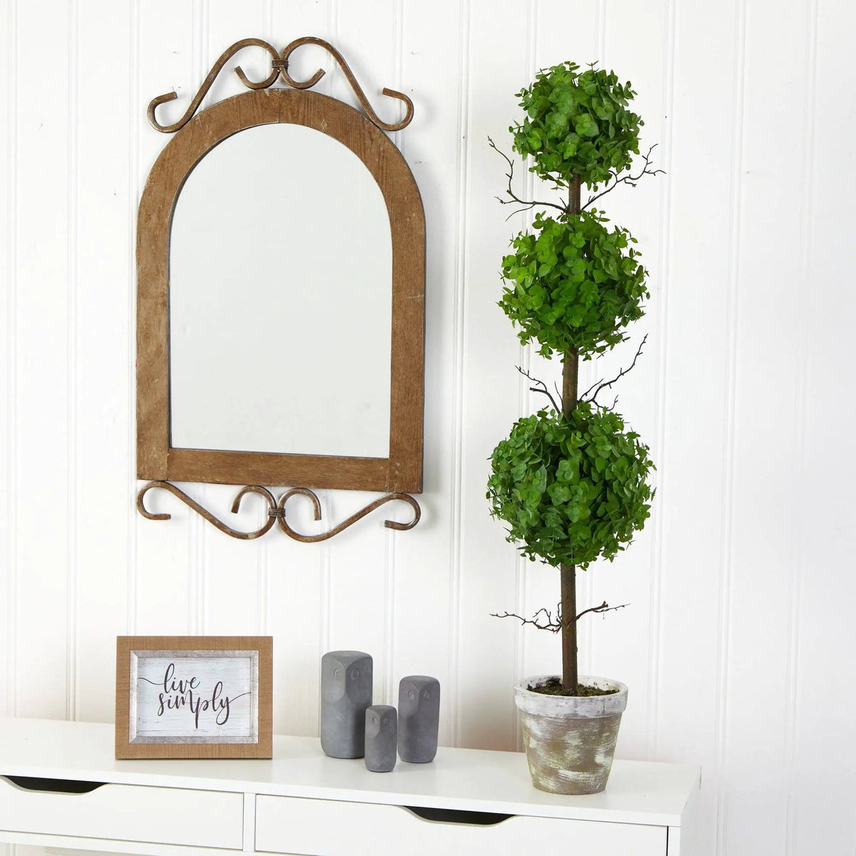 3’ Eucalyptus Triple Ball Topiary Artificial Tree, photo 3 of 4