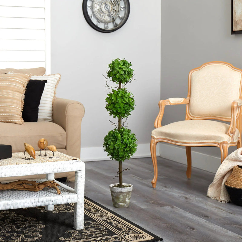 3’ Eucalyptus Triple Ball Topiary Artificial Tree, photo 4 of 4