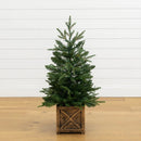3’ Finland Fir Artificial Christmas Tree in Decorative Planter by Nearly Natural