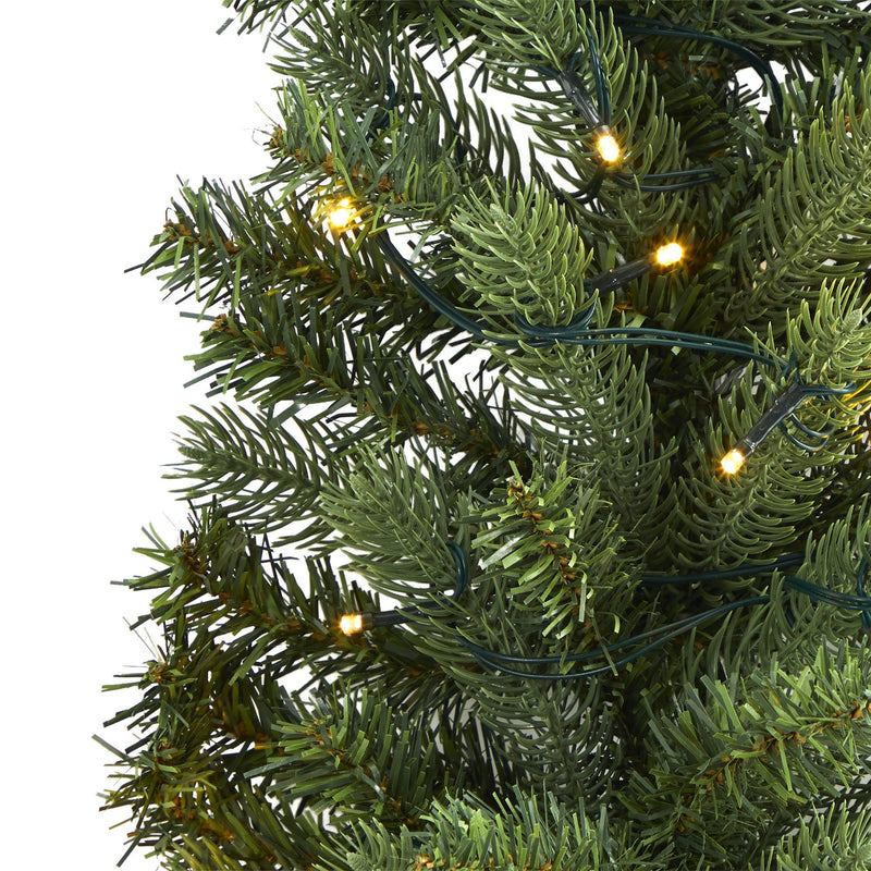 3' Flat Back Wall Hanging Artificial Christmas Tree with 35 Clear LED Lights, photo 4 of 7