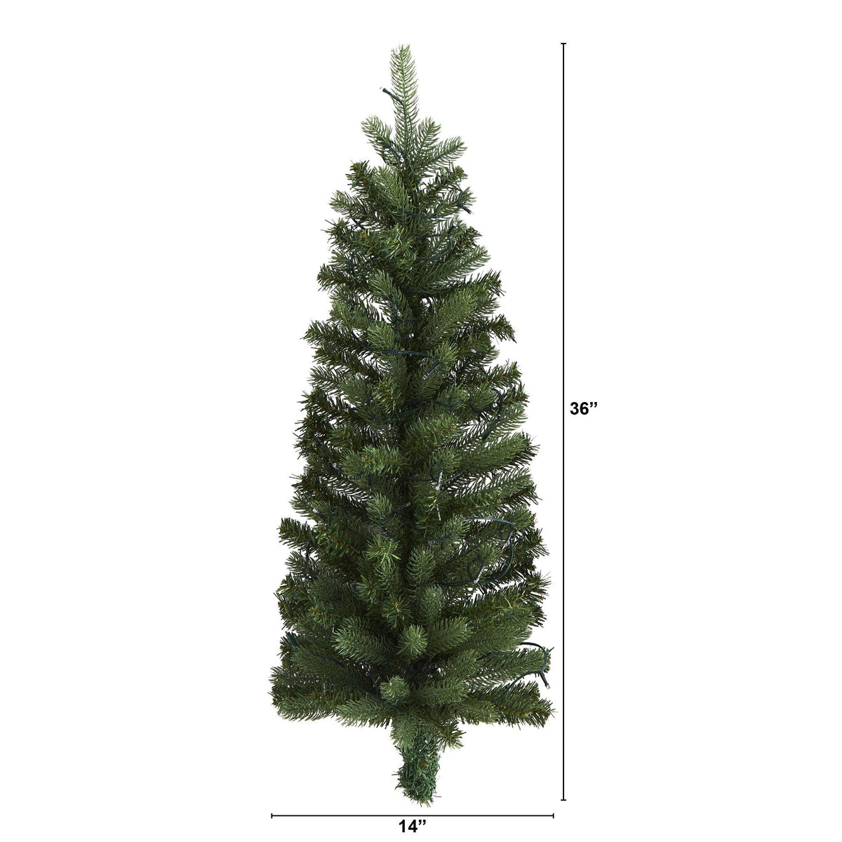 3' Flat Back Wall Hanging Artificial Christmas Tree with 35 Clear LED Lights, photo 2 of 7