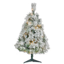 3’ Flocked Oregon Pine Artificial Christmas Tree with 50 Clear Lights and 113 Bendable Branches