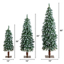 3', 4', 5' Pre-Lit Frosted Artificial Christmas Tree Set with Warm LED Lights - Set of 3
