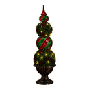 3' Pre-Lit Artificial Christmas Ornament Boxwood Topiary Tree with 70 Warm White LED Lights