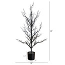 3' Pre-Lit Artificial Halloween Black Spooky Twig Tree with 100 Orange & Purple Copper Wire String LED Lights