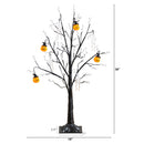 3' Pre-Lit Artificial Halloween Pumpkins and Skulls Ornament Tree with 48 Warm White LED Lights