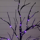 3' Pre-Lit Halloween Black Twig Artificial Tree with 80 Orange & Purple LED Lights