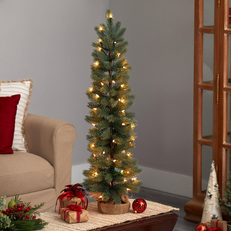 3’ Green Pine Artificial Christmas Tree with 50 Warm White Lights Set in a Burlap Base, photo 7 of 7