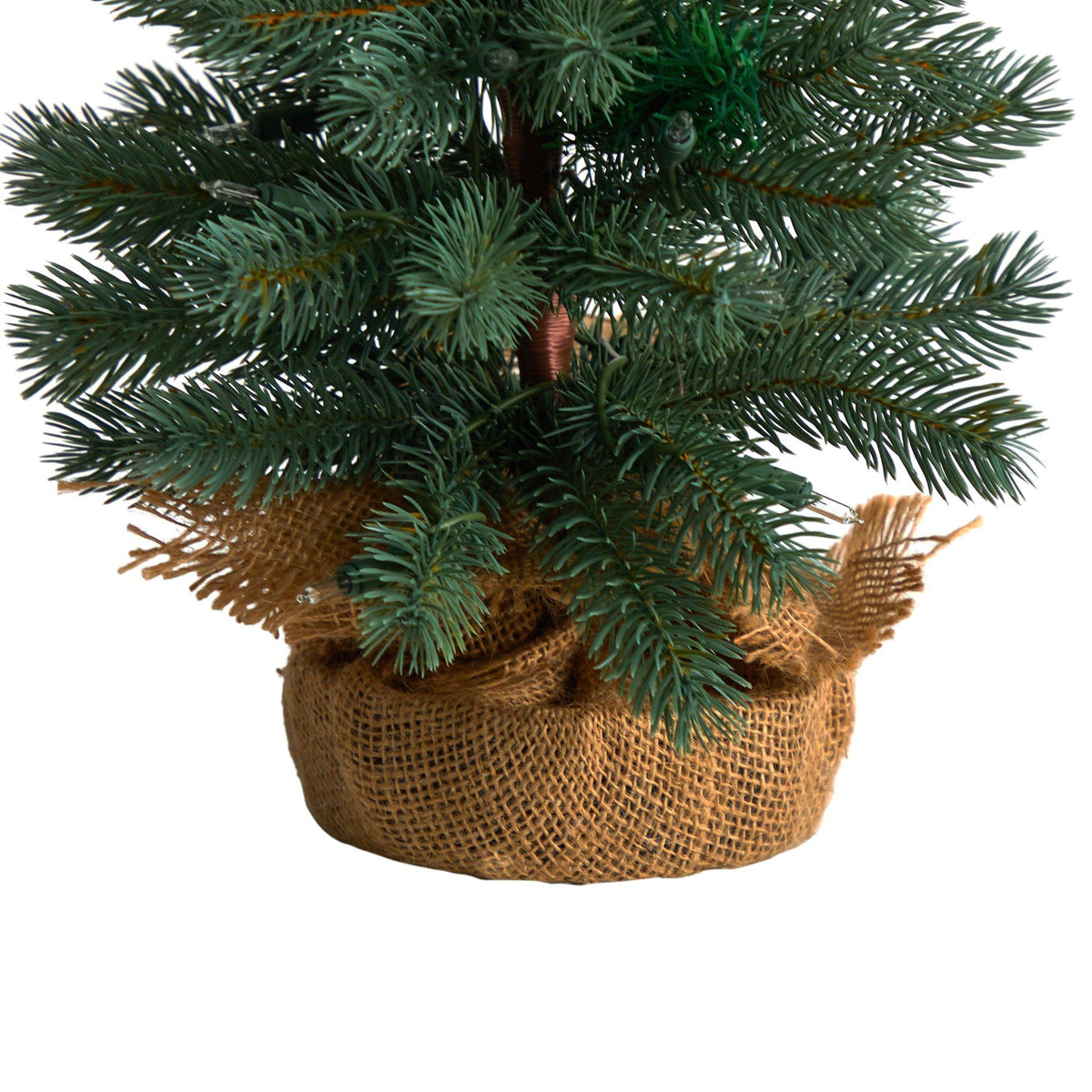 3’ Green Pine Artificial Christmas Tree with 50 Warm White Lights Set in a Burlap Base, photo 6 of 7