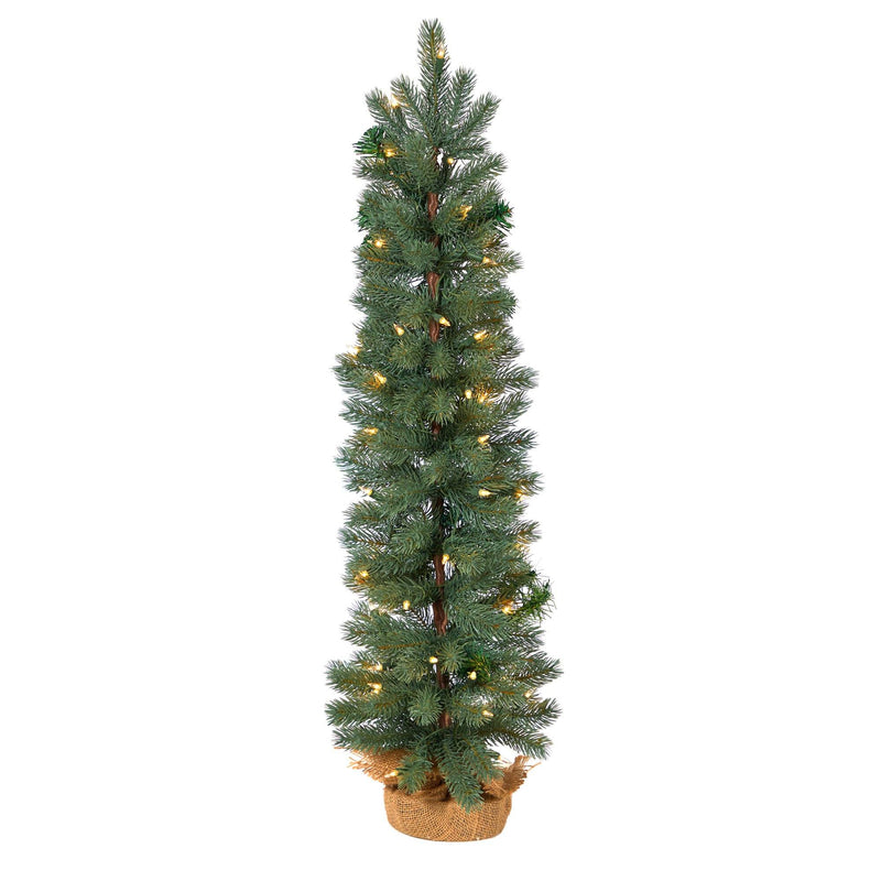3’ Green Pine Artificial Christmas Tree with 50 Warm White Lights Set in a Burlap Base